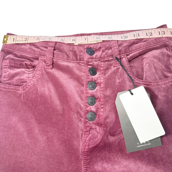 CURRENT ELLIOTT THE SIDE STREET VELVET FLARE PANT in Claret Red Flare Maroon 27 - Picture 13 of 16
